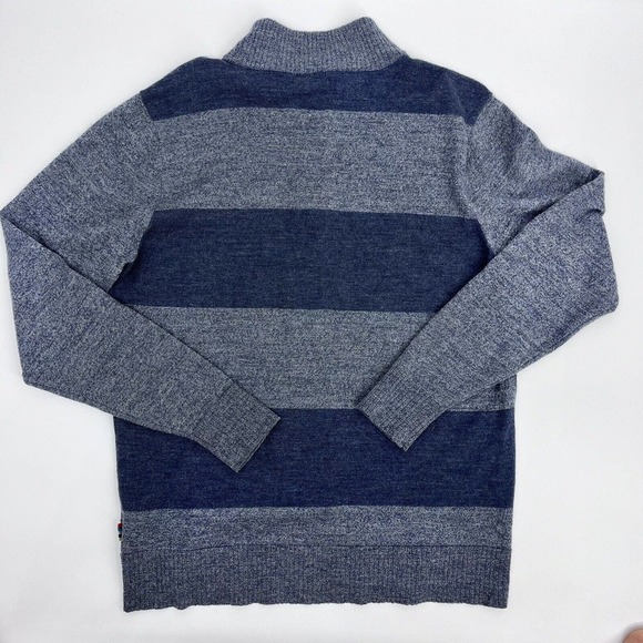 Smartwool Men's 1/4 Zip Blue Stripe Wool Blend Pullover Sweater - Picture 3 of 11